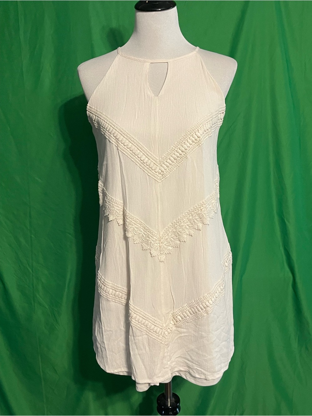 White Mossimo Crochet Trim Sleeveless Shift Dress